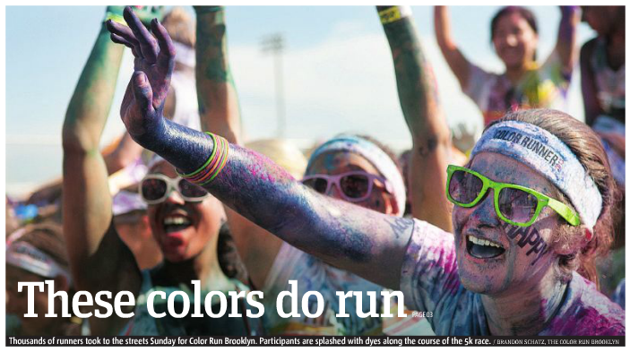 Photography by Brandon Schatz of SportsPhotos.com was featured on the cover of New York City’s Metro newspaper. The photo featured The Color Run in Brooklyn.
